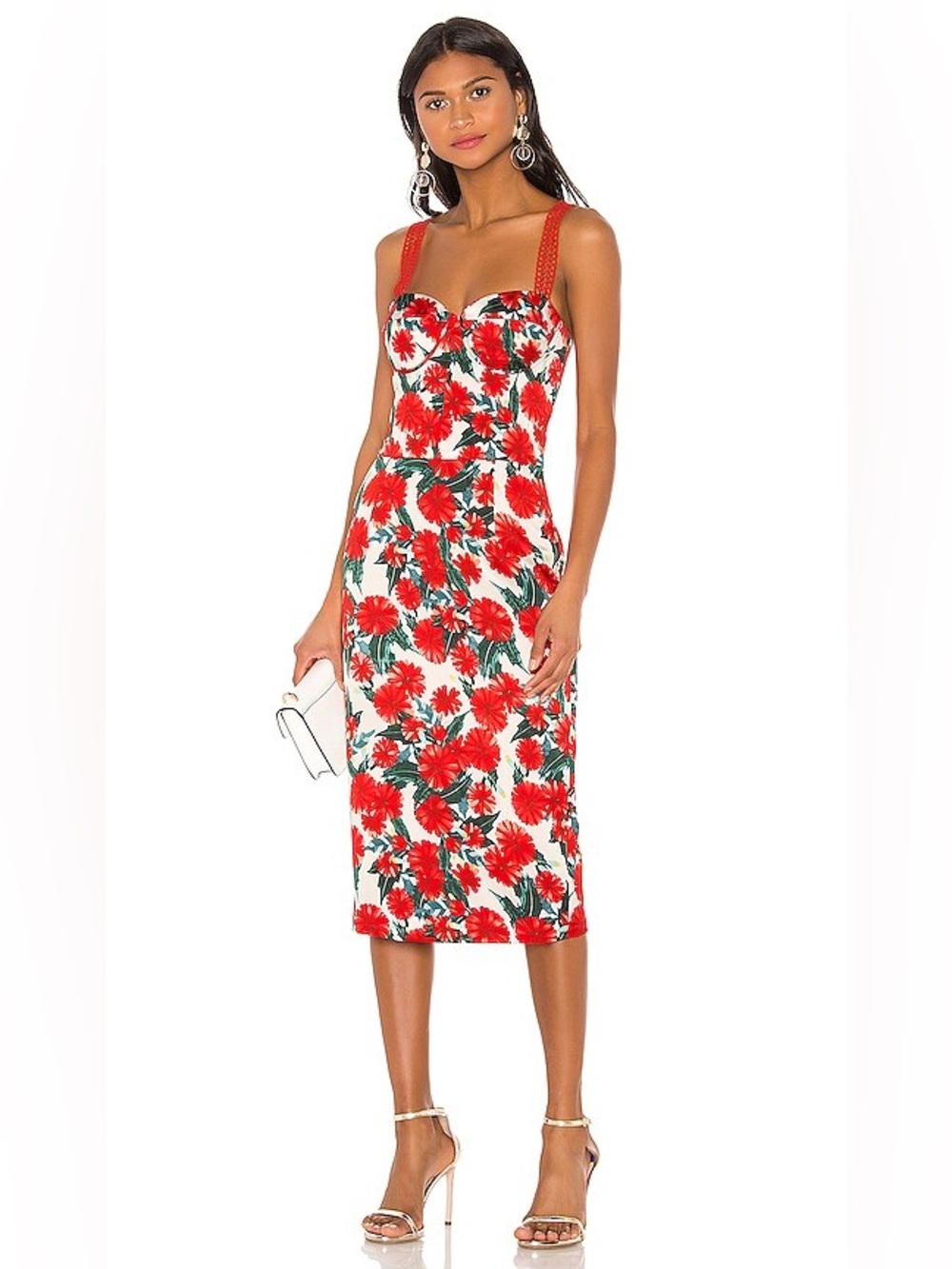 Bronx & Banco Ruby Pencil Dress red floral print
